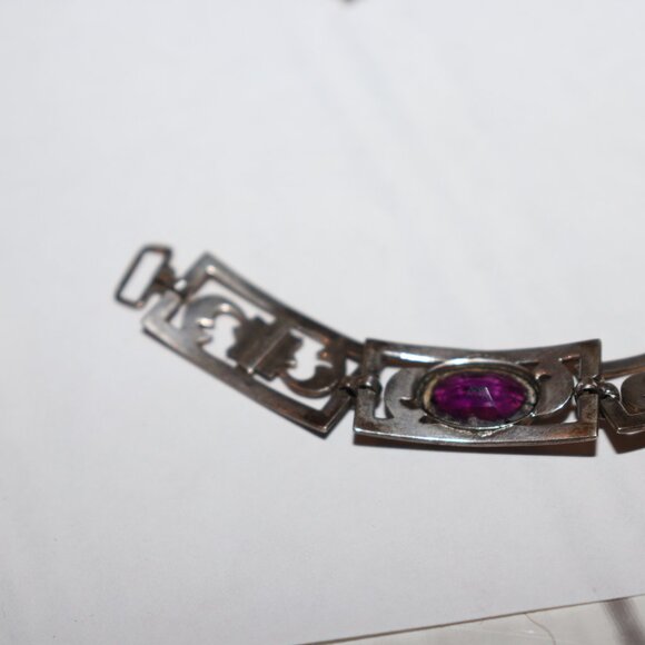 symmetalic sterling 14k and dark amethyst bracelet 7.5" - Picture 4 of 7